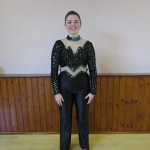 Black Catsuit with green zigzag sequins