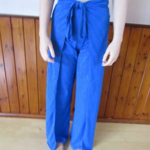 Blue Nappy style tie up trousers