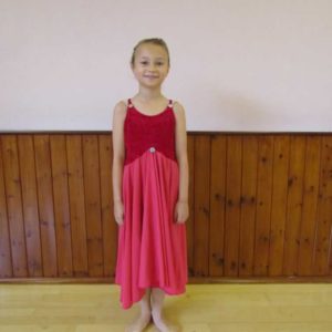Child Red velour top with attached skirt