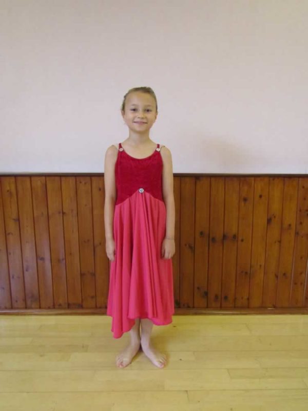Child Red velour top with attached skirt